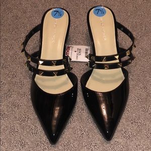 Brand New! Black Patten Leather Heel Mule